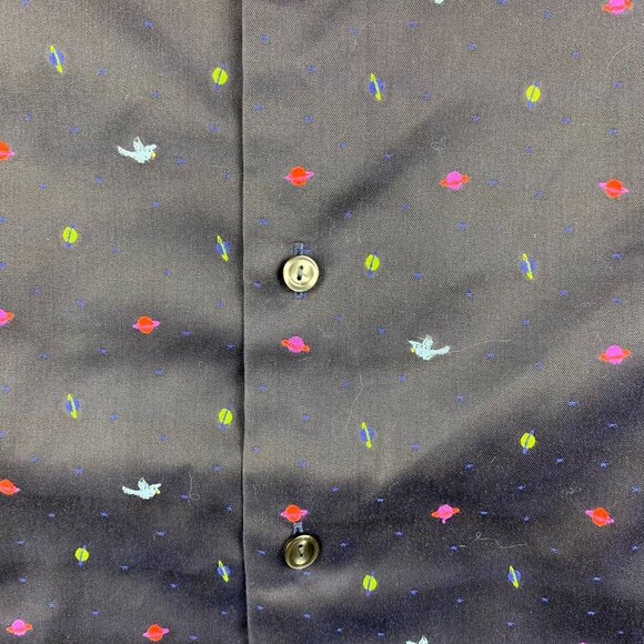 Men's Navy Blue Patterned Shirt - Picture 3 of 9